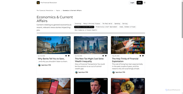 Security scan screenshot of https://thefinancialrevolution.co/t/Economics-&-Current-Affairs