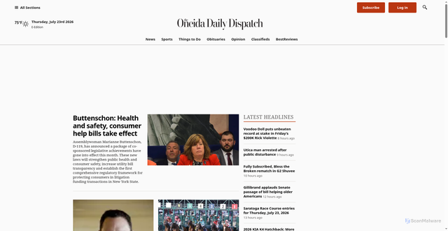 Security scan screenshot of https://www.oneidadispatch.com