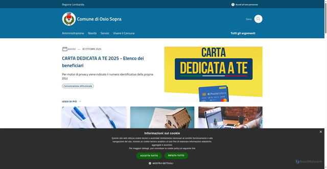 Security scan screenshot of https://www.comune.osiosopra.bg.it/it