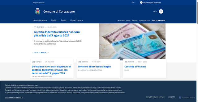 Security scan screenshot of https://www.comune.cortazzone.at.it