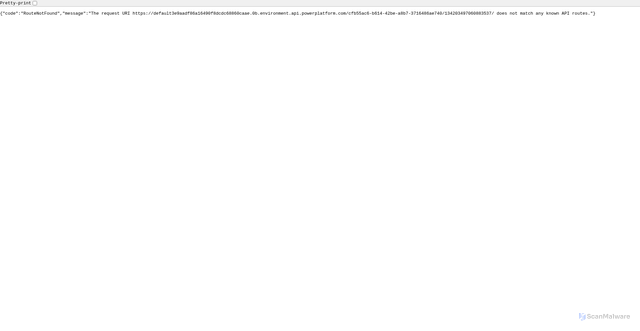 Security scan screenshot of https://default3e9aadf86a16490f8dcdc68860caae.0b.environment.api.powerplatform.com