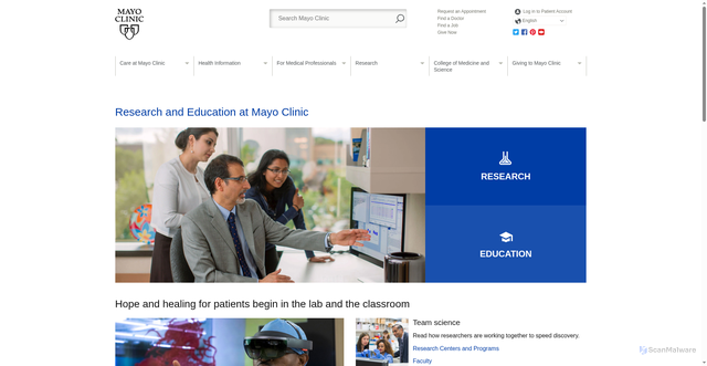 Security scan screenshot of https://www.mayo.edu/
