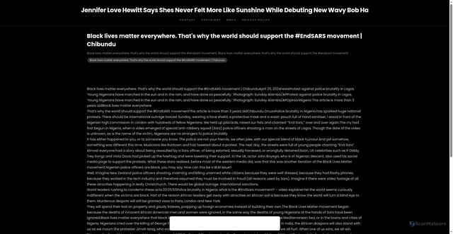 Security scan screenshot of https://youniqebrandhugo-sh3wzh7r9l.edgeone.app/22960-black-lives-matter-everywhere-thats-why-the-world-should-support-the-endsars-movement-chibundu.html