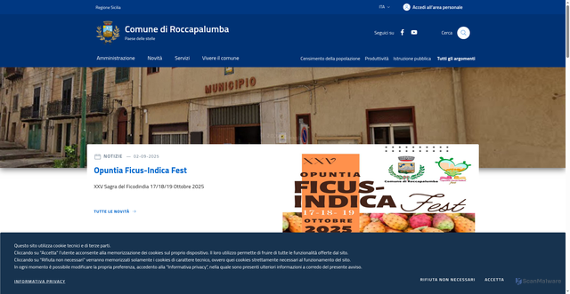 Security scan screenshot of https://www.comune.roccapalumba.pa.it/