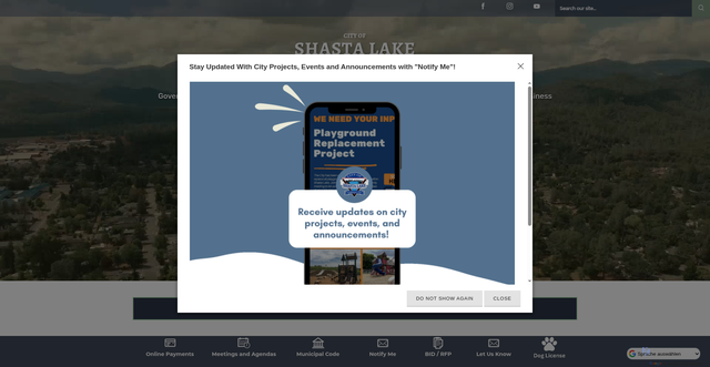Security scan screenshot of https://cityofshastalake.gov/