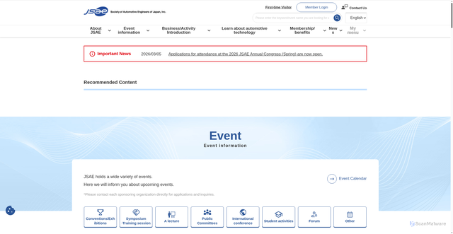 Security scan screenshot of https://en.jsae.or.jp