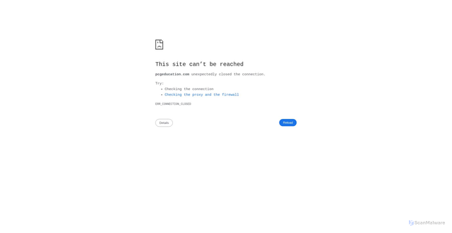 Security scan screenshot of https://pcgeducation.com