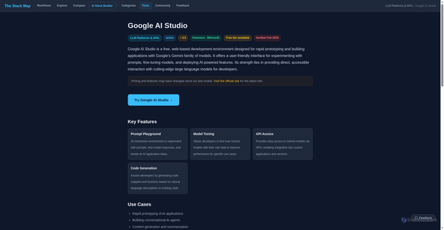 Security scan screenshot of https://thestackmap.com/tools/google-ai-studio/