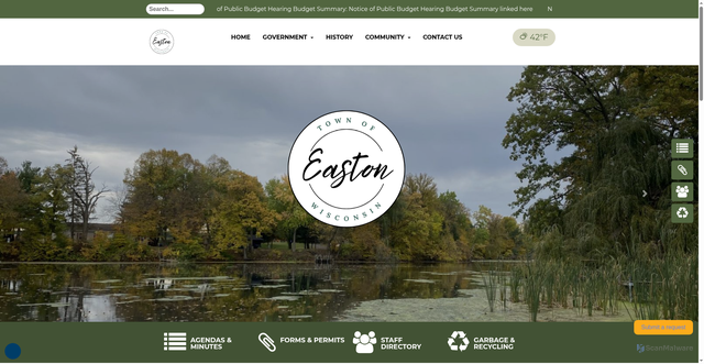 Security scan screenshot of https://townofeastonwi.gov/