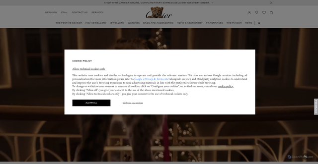 Security scan screenshot of https://www.cartier.com/
