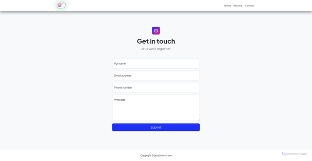 Security scan screenshot of https://jacobhamm.dev/contact.html