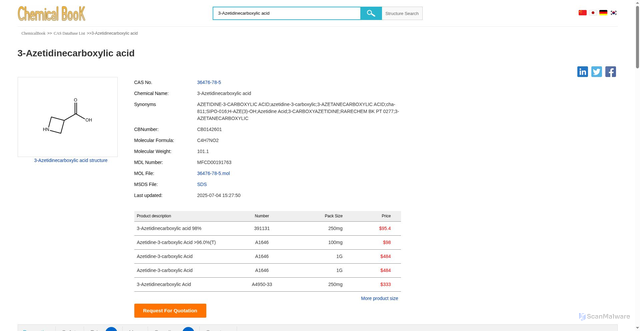 Security scan screenshot of https://zhaike-mkltlkfzc1.edgeone.dev/ChemicalProductProperty_EN_CB0142601.html