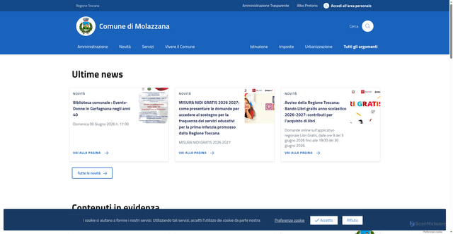 Security scan screenshot of https://www.comune.molazzana.lu.it