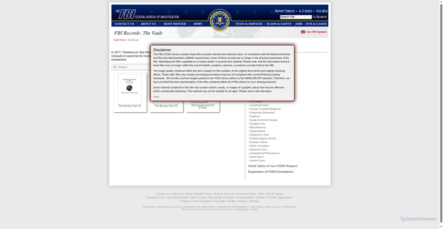 Security scan screenshot of https://vault.fbi.gov/Ted%20Bundy%20