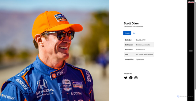 Security scan screenshot of https://chipganassiracing.com/drivers/sdixon