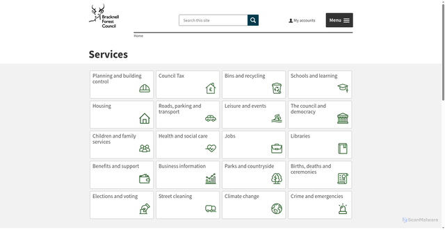 Security scan screenshot of https://www.bracknell-forest.gov.uk/