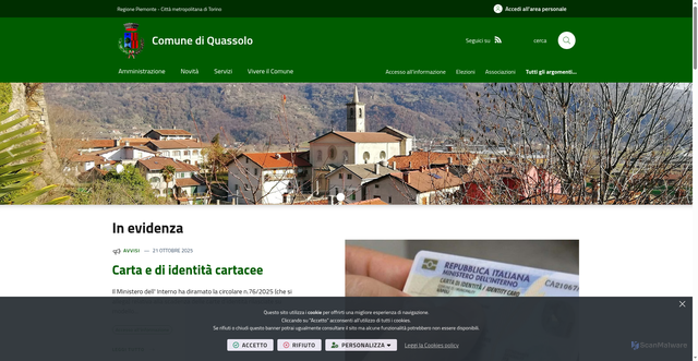 Security scan screenshot of https://www.comune.quassolo.to.it/it-it/home