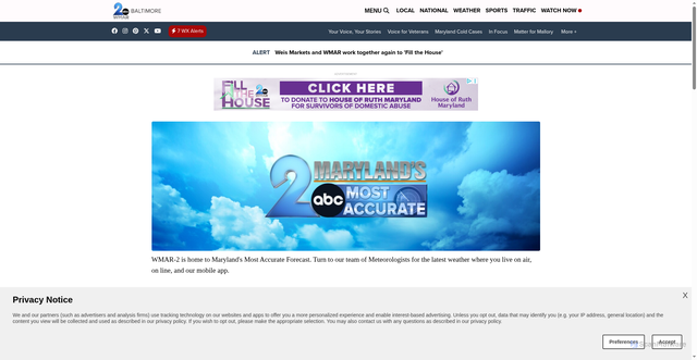 Security scan screenshot of https://www.wmar2news.com/weather