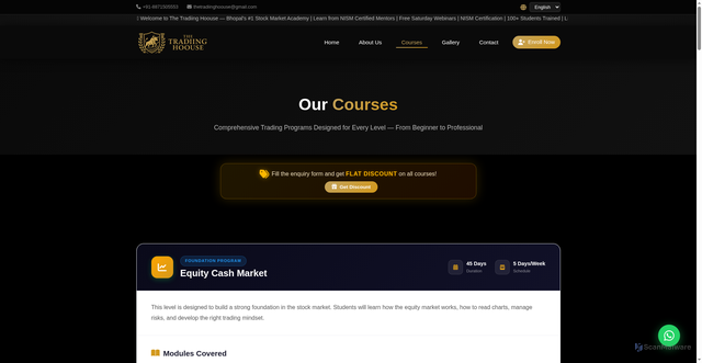 Security scan screenshot of https://thetradiinghoouse.com/courses.html