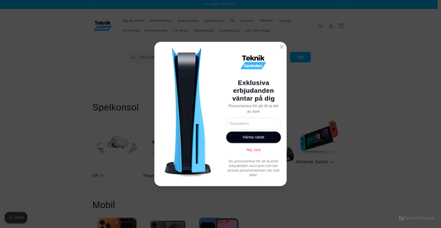 Security scan screenshot of https://teknikcentralen.se