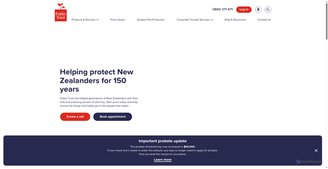 Security scan screenshot of https://www.publictrust.co.nz/