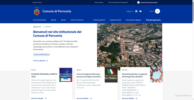 Security scan screenshot of https://www.comune.pernumia.pd.it/