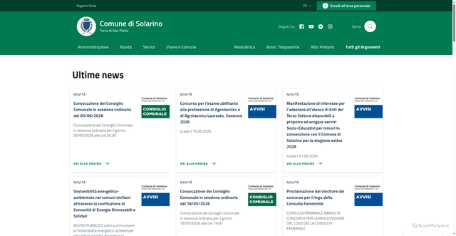 Security scan screenshot of https://www.comune.solarino.sr.it