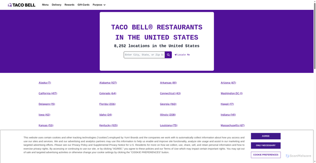 Security scan screenshot of https://locations.tacobell.com/