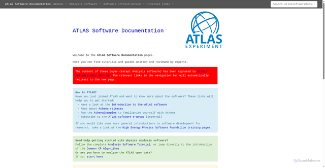 Security scan screenshot of https://atlassoftwaredocs.web.cern.ch