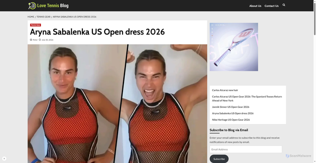 Security scan screenshot of https://www.lovetennisblog.com/aryna-sabalenka-us-open-dress-2026/