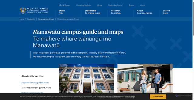 Security scan screenshot of https://www.massey.ac.nz/student-life/campus-guides-maps/manawat%C5%AB-campus-guide-maps/