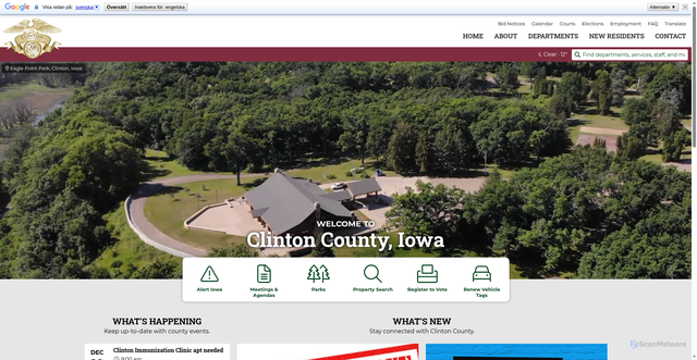 Security scan screenshot of https://clintoncounty-ia.gov/