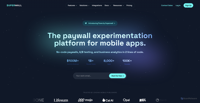 Security scan screenshot of https://superwall.com