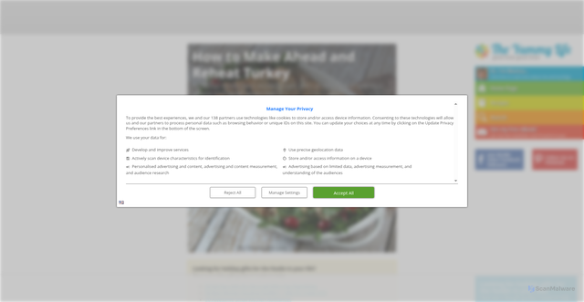 Security scan screenshot of https://www.theyummylife.com/Make_Ahead_Turkey