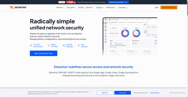 Security scan screenshot of https://zenarmor.com