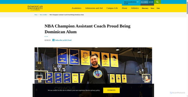 Security scan screenshot of https://www.dominican.edu/news/news-listing/nba-champion-assistant-coach-proud-being-dominican-alum