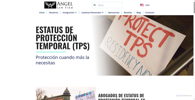 Security scan screenshot of https://abogadoangel.com/servicios-de-inmigracion/estatus-de-proteccion-temporal-tps/