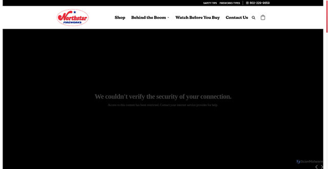Security scan screenshot of https://northstarfireworks.com/