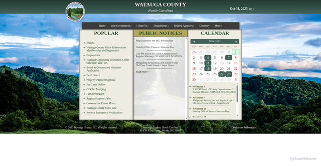 Security scan screenshot of http://wataugacounty.gov/