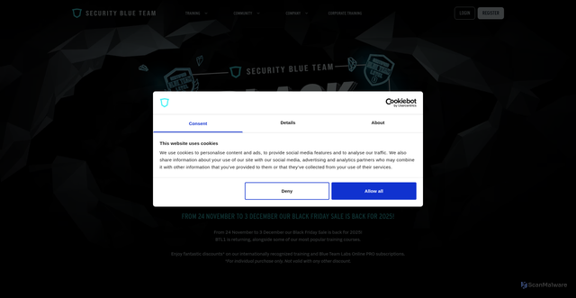 Security scan screenshot of https://www.securityblue.team/black-friday-2025