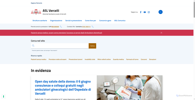 Security scan screenshot of https://www.aslvc.piemonte.it
