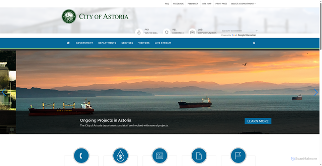 Security scan screenshot of https://www.astoria.gov/