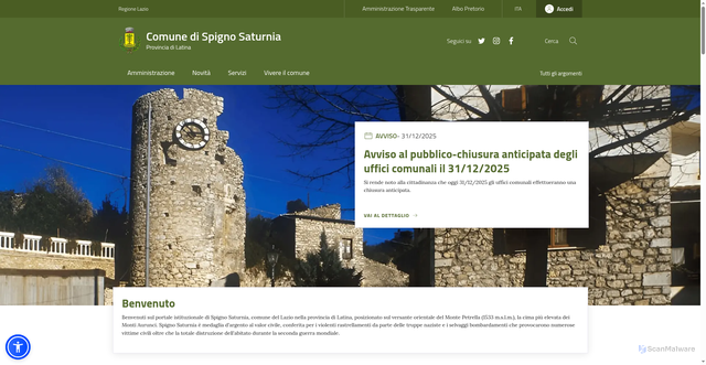 Security scan screenshot of https://www.comune.spignosaturnia.lt.it/