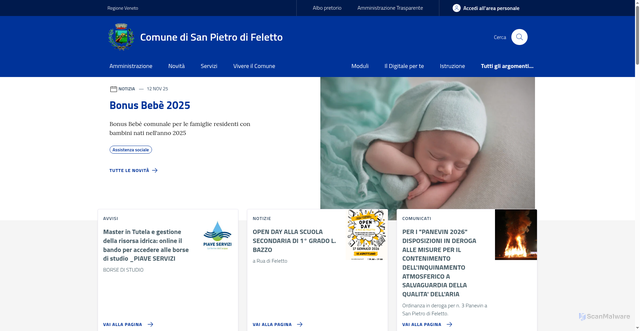 Security scan screenshot of https://www.comune.sanpietrodifeletto.tv.it/
