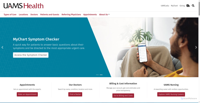Security scan screenshot of https://uamshealth.com