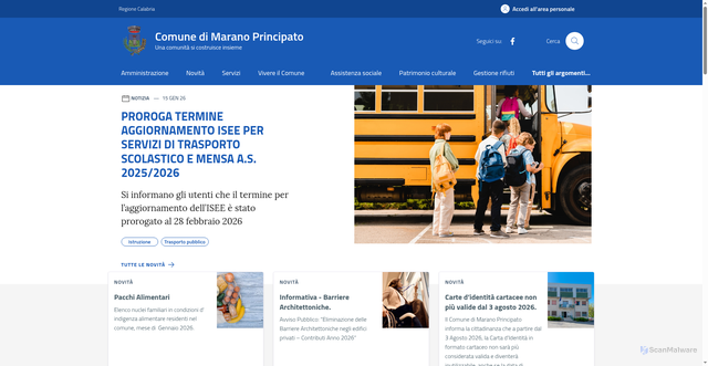 Security scan screenshot of https://comune.maranoprincipato.cs.it/