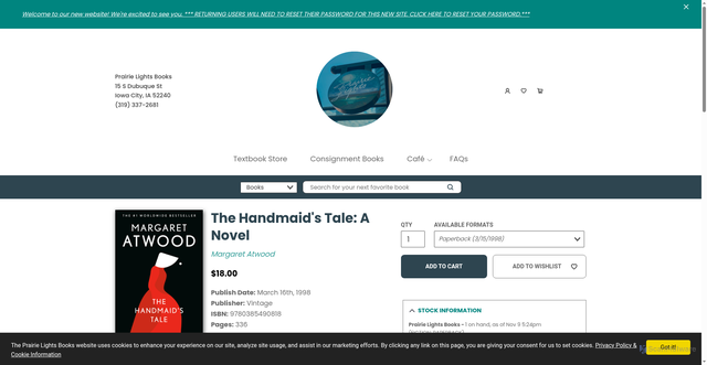 Security scan screenshot of https://www.prairielights.com/book/9780385490818