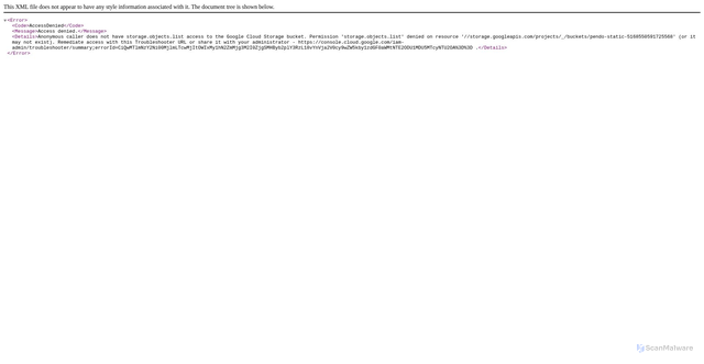 Security scan screenshot of https://pendo-static-5168550591725568.storage.googleapis.com