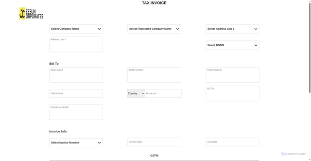 Security scan screenshot of http://invoice.jeesuncorporates.com/