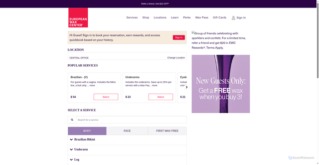 Security scan screenshot of https://reservations.waxcenter.com
